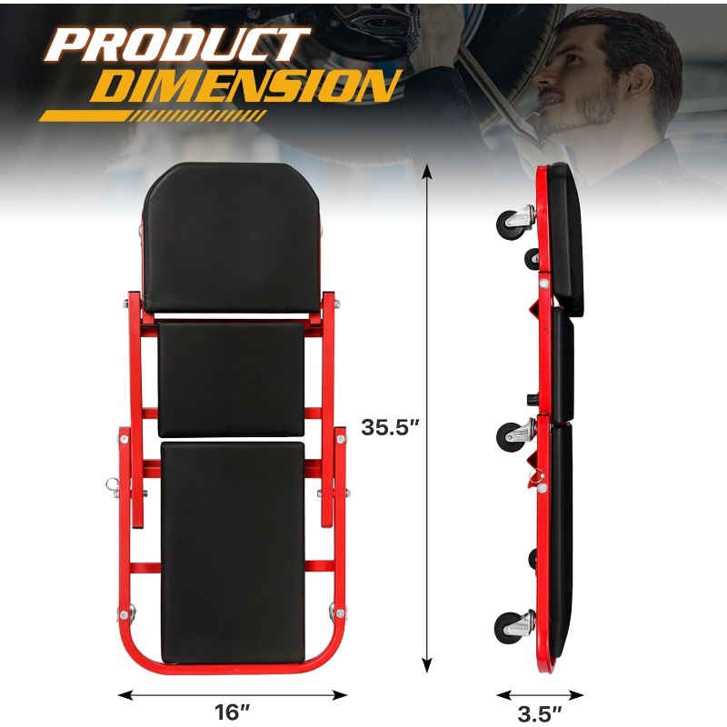 Garage Creeper Roller - طاولة إصلاح سيارات قابلة للطي ثنائية