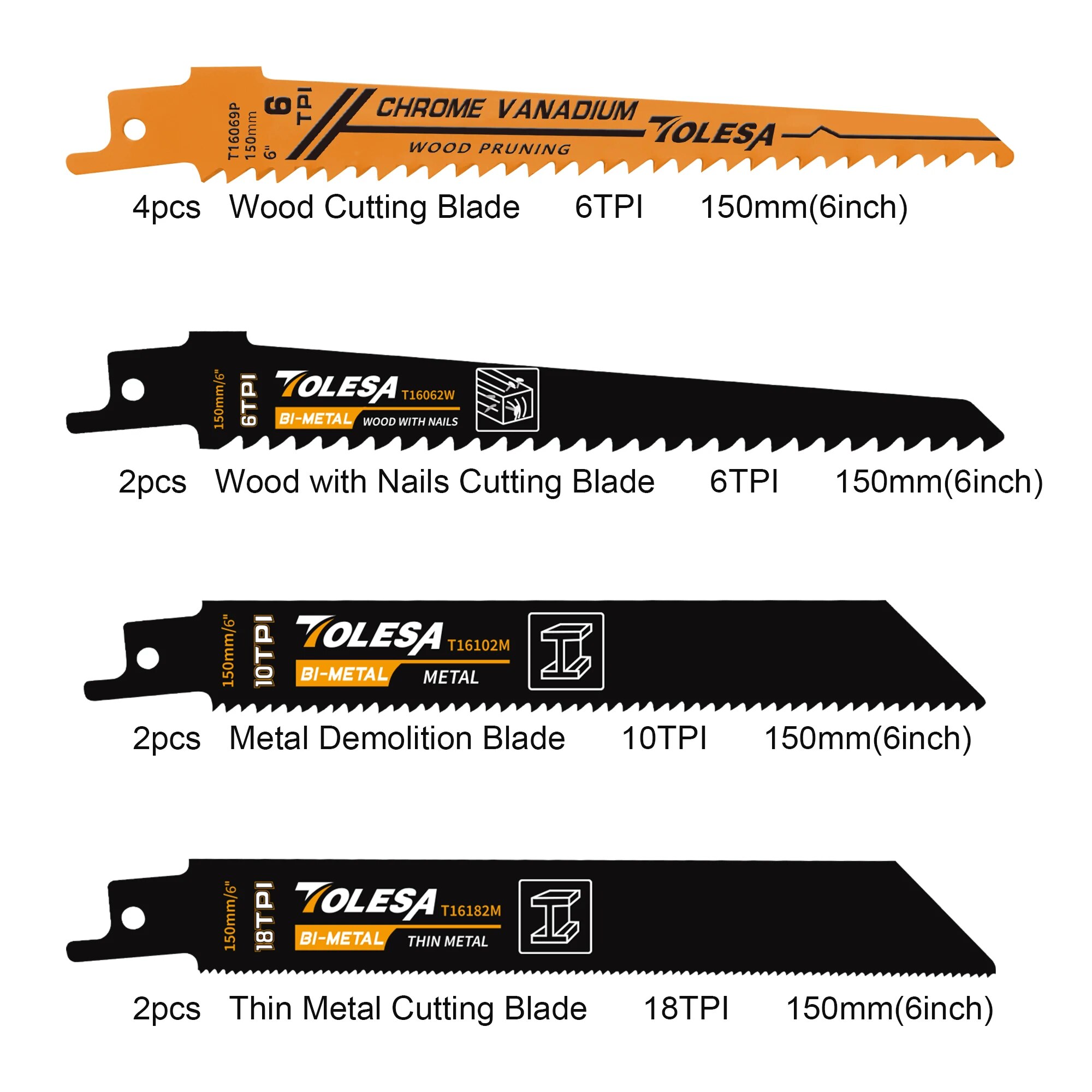 TOLESA 10 قطعة شفرات المنشار ا - مراجعة Metal Saw Reciprocating وسعره