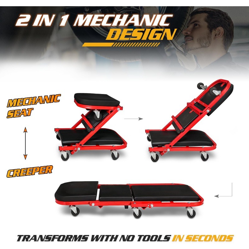 طاولة إصلاح سيارات قابلة للطي  - مراجعة Garage Creeper Roller وسعره